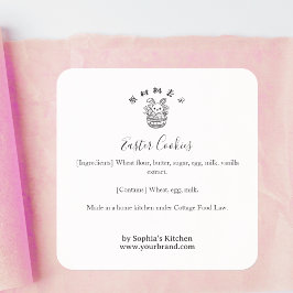 Easter Bunny Minimalist Bakery Ingredient Product Quadratischer Aufkleber
