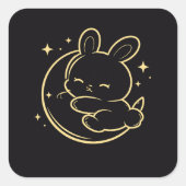 Easter Bunny Moon Gold Line Art Sticker (Vorderseite)