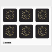 Easter Bunny Moon Gold Line Art Sticker (Blatt)