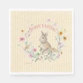 Easter Bunny Pastel Wildflowers w Yellow Ribbons Serviette (Vorderseite)