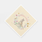 Easter Bunny Pastel Wildflowers w Yellow Ribbons Serviette (Ecke)
