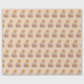 Easter Bunny Pattern Wrapping Paper | Glossy Art Geschenkpapier (Flach)