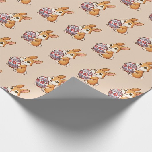 Easter Bunny Pattern Wrapping Paper | Glossy Art Geschenkpapier (Ecke)