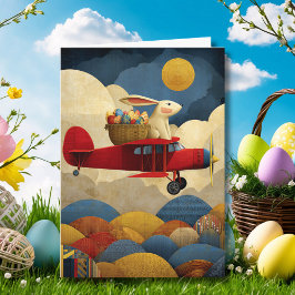 Easter Bunny Pilot Flies Airplane Custom Aviation Karte