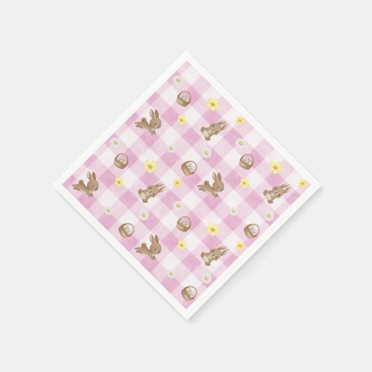Easter Bunny Pink Gingham Serviette (Ecke)