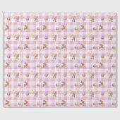 Easter Bunny Pink Gingham Wrapping Paper Geschenkpapier (Flach)