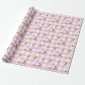 Easter Bunny Pink Gingham Wrapping Paper Geschenkpapier (Ungerollt)