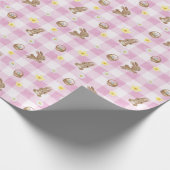 Easter Bunny Pink Gingham Wrapping Paper Geschenkpapier (Ecke)