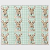 Easter Bunny Plaid Pattern Wrapping Paper Geschenkpapier (Flach)