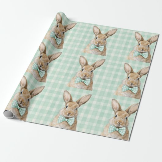 Easter Bunny Plaid Pattern Wrapping Paper Geschenkpapier (Ungerollt)
