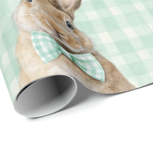 Easter Bunny Plaid Pattern Wrapping Paper Geschenkpapier (Rolleneckpunkt)