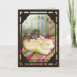 Easter Bunny Planter in Florist Shop Window Feiertagskarte