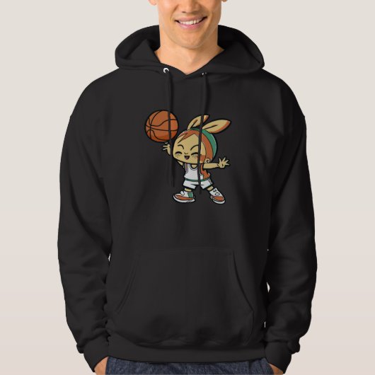 Easter Bunny Playing Basketball Basketball Easter Hoodie (Vorderseite)