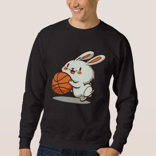 Easter Bunny Playing Basketball Basketball Easter  Sweatshirt (Vorderseite)