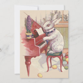 Easter Bunny Playing Piano Hyacinth Einladung