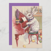 Easter Bunny Playing Piano Hyacinth Einladung (Vorne/Hinten)