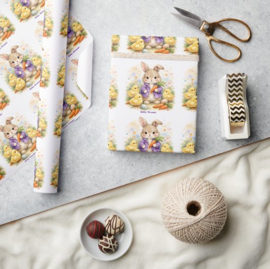 Easter Bunny Purple Jacket Baby Shower Geschenkpapier (Kunsthandwerk)