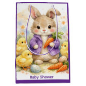 Easter Bunny Purple Jacket Baby Shower Mittlere Geschenktüte (Vorderseite)