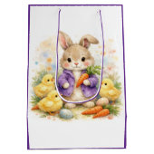 Easter Bunny Purple Jacket Baby Shower Mittlere Geschenktüte (Rückseite)