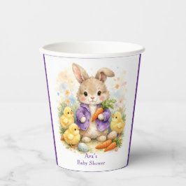 Easter Bunny Purple Jacket Baby Shower Pappbecher