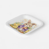 Easter Bunny Purple Jacket Baby Shower Pappteller (Gewinkelt)