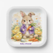Easter Bunny Purple Jacket Baby Shower Pappteller (Vorderseite)