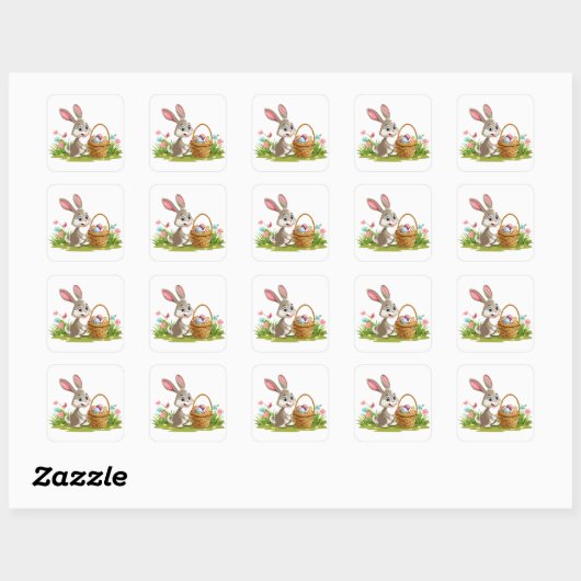 Easter bunny quadratischer aufkleber (Blatt)