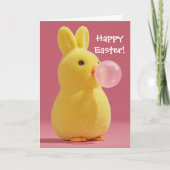 Easter Bunny Rabbit and Pink Bubble Gum Cute Karte (Vorderseite)