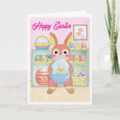 Easter Bunny Rabbit Eggs Kids Folded Card Karte (Vorderseite)