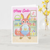 Easter Bunny Rabbit Eggs Kids Folded Card Karte (Gelbe Blume)