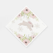Easter Bunny Rabbit Pink Flowers Serviette (Ecke)