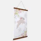 Easter Bunny Rabbit Pink Flowers Wandteppich Mit Holzrahmen (Gewinkelt)