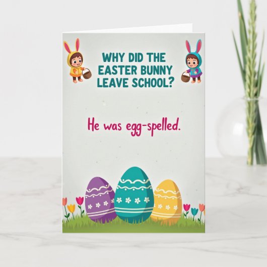 Easter Bunny Riddle Funny Card Karte (Vorderseite)