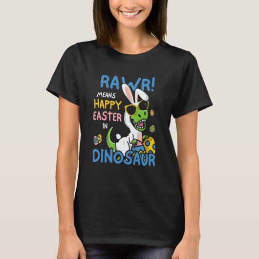Easter Bunny Saurus Rex Kids Dinosaur Easter T-Shirt (Vorderseite)