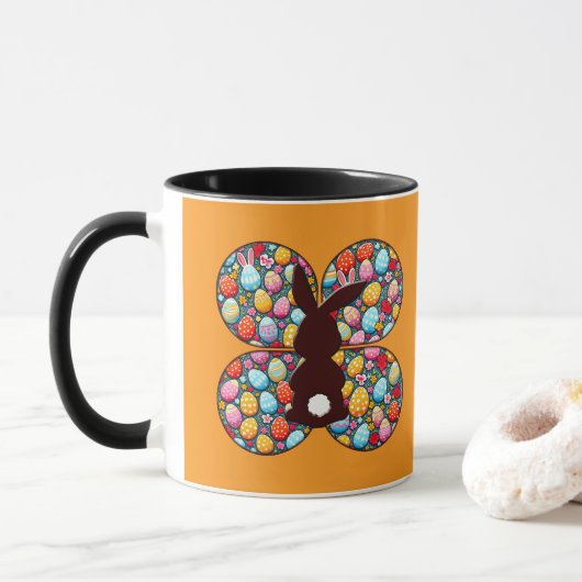 Easter Bunny Silhouette – Colorful Egg - caneca Tasse (Mit Donut)