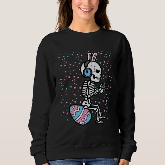 Easter Bunny Skeleton Gamer Funny Gaming Boys Kids Sweatshirt (Vorderseite)