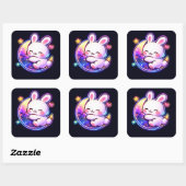 Easter Bunny Sleeping on Galaxy Moon Neon Sticker (Blatt)