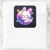 Easter Bunny Sleeping on Galaxy Moon Neon Sticker (Tasche)