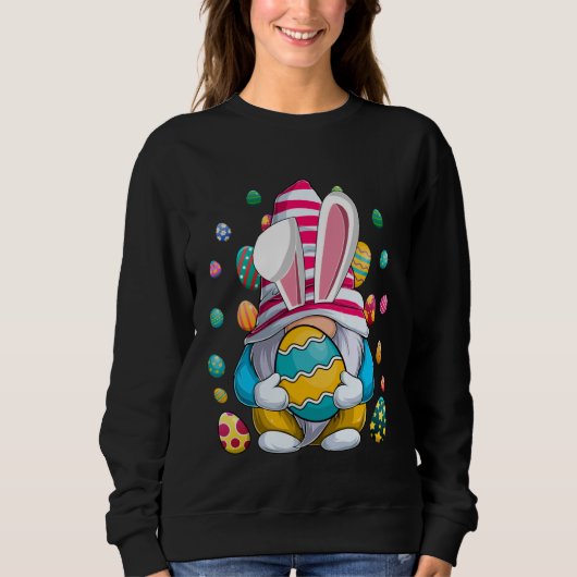 Easter Bunny Spring Gnome Easter Egg Hunting And B Sweatshirt (Vorderseite)