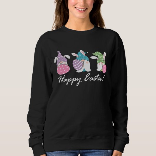 Easter Bunny Spring Gnome Women Girls Easter Egg H Sweatshirt (Vorderseite)