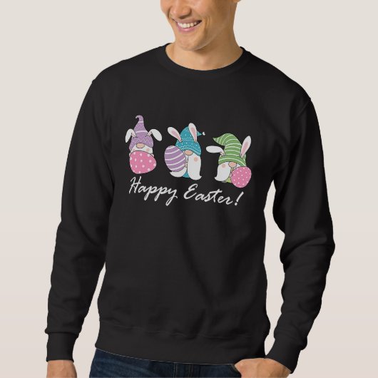 Easter Bunny Spring Gnome Women Girls Easter Egg H Sweatshirt (Vorderseite)