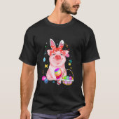 Easter Bunny Spring Pig Bow Egg Hunting Basket Col T-Shirt (Vorderseite)