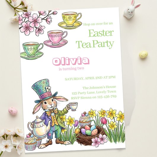 Easter Bunny Tea Party Any Age Kids Birthday Einladung