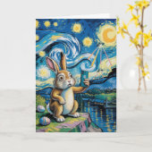 Easter Bunny UFO Selfie Starry Night Card Karte (Gelbe Blume)