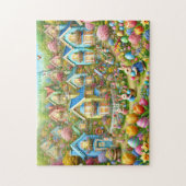 Easter Bunny Village,  Pastel Painted Cottages Puzzle (Vertikal)