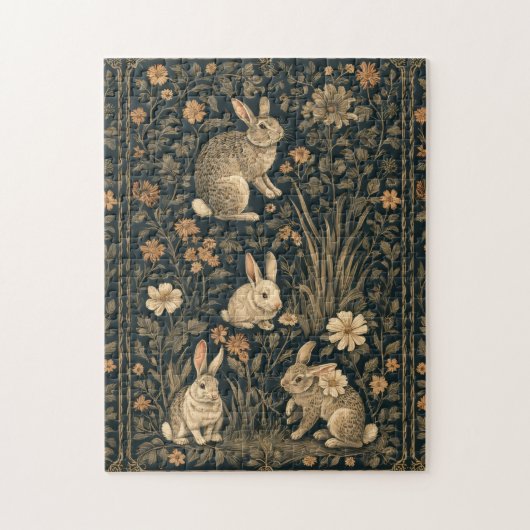 Easter Bunny William Morris Art & Craft Style Chic Puzzle (Vertikal)