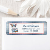 Easter Bunny with Basket of Eggs on Blue Gingham (Insitu)