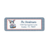 Easter Bunny with Basket of Eggs on Blue Gingham (Vorne)