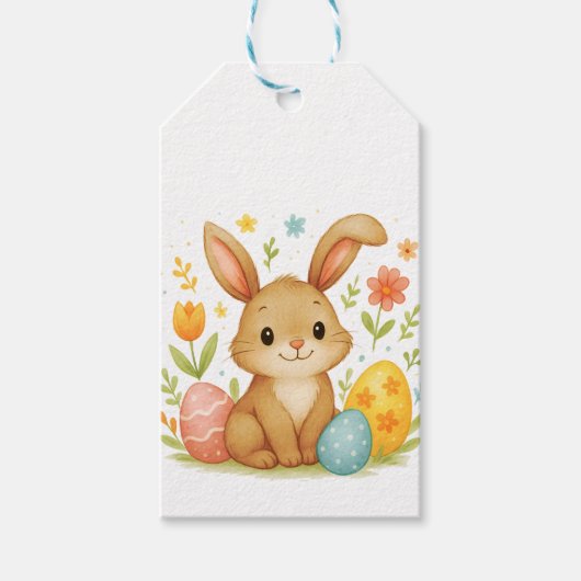 Easter Bunny with Eggs Gift Tag Geschenkanhänger (Vorderseite)