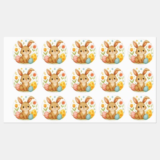 Easter Bunny with Eggs Labels Etiketten (Blatt)